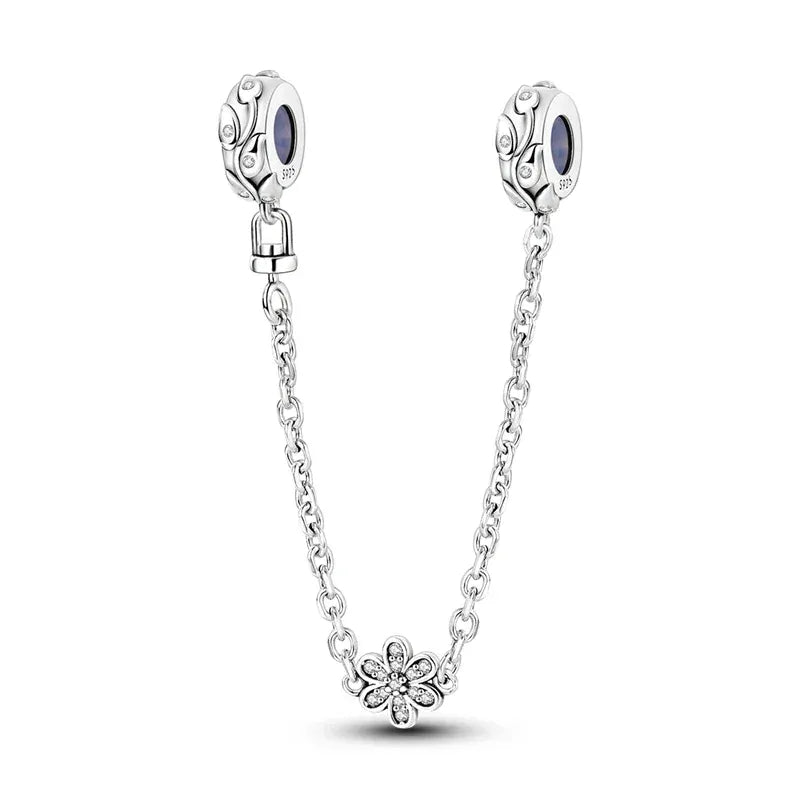 KissICON KTC933 925 Sterling Silver Safety Charms  Series Snowflakes Stars Moon Heart Bow Fit Original  Bracelets DIY Jewelry Gift for Women