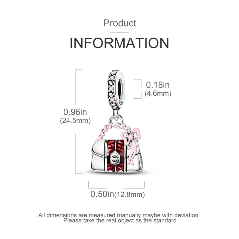 KissICON KTC952 925 Pure Summer Fruit Handbag Pendant Hanging Bead Suitable for Original Pandora Bracelet Women DIY Exquisite Gift