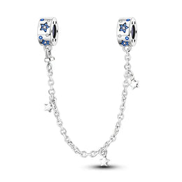 KissICON KTC964 925 Sterling Silver Safety Charms  Series Snowflakes Stars Moon Heart Bow Fit Original  Bracelets DIY Jewelry Gift for Women