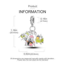 KissICON KTC976 925 Pure Summer Fruit Handbag Pendant Hanging Bead Suitable for Original Pandora Bracelet Women DIY Exquisite Gift