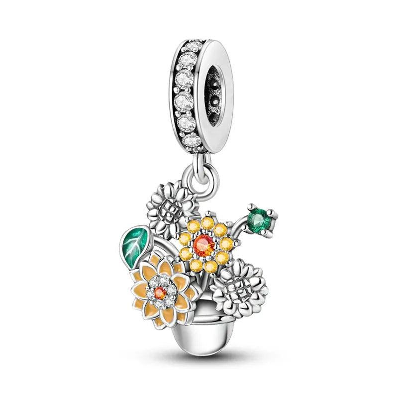 KissICON KTC977 Hot Sale 925 Silver Butterfly Chameleon Owl Sunflower Charms Fit Original Bracelet Necklace DIY Bead For Women Jewelry
