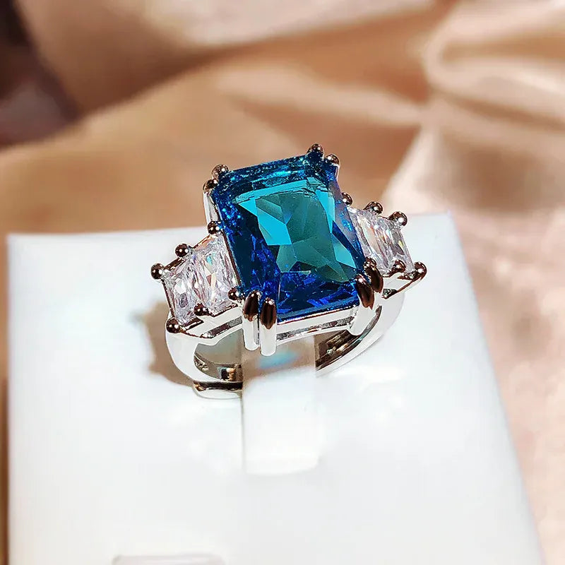 KissICON KYRA01410B / 9 💋 Paraiba Zircon Ring Pink Blue Green - Luxury Jewelry