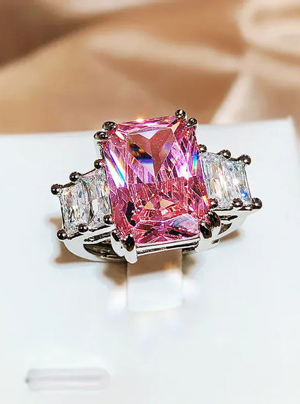 KissICON KYRA01410PK / 9 💋 Paraiba Zircon Ring Pink Blue Green - Luxury Jewelry