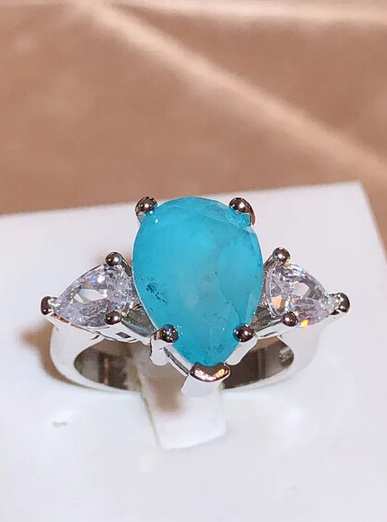 KissICON KYRA01709 / 10 💋 Paraiba Zircon Ring Pink Blue Green - Luxury Jewelry