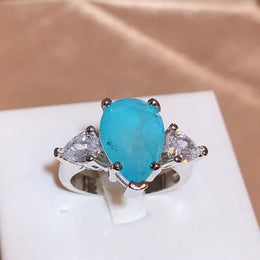 KissICON KYRA01709 / 10 💋 Paraiba Zircon Ring Pink Blue Green - Luxury Jewelry