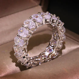 KissICON KYRA0938 / 6 White Crystal Ring 925 Silver Rose Gold Finish - Engagement