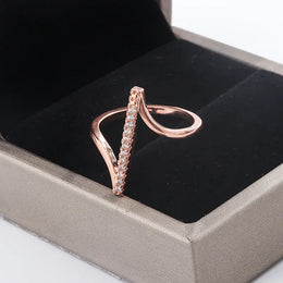 KissICON KYRA0960R / 10 Simple 925 Silver Plated Ring for Women Fashion Geometric Line Jewelry Sterling Silver Jewelry Couple Ring Engagement Jewelry
