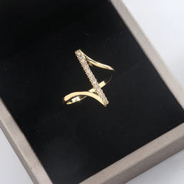 KissICON KYRA0960YG / 10 Simple 925 Silver Plated Ring for Women Fashion Geometric Line Jewelry Sterling Silver Jewelry Couple Ring Engagement Jewelry