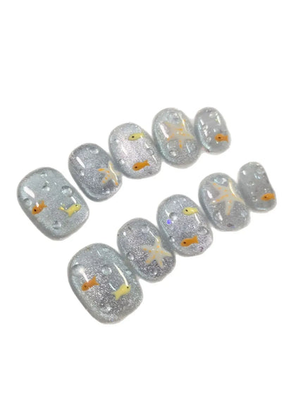 KissICON L 15 KissIcon Press On Nails 10pcs Blue Cat Eye