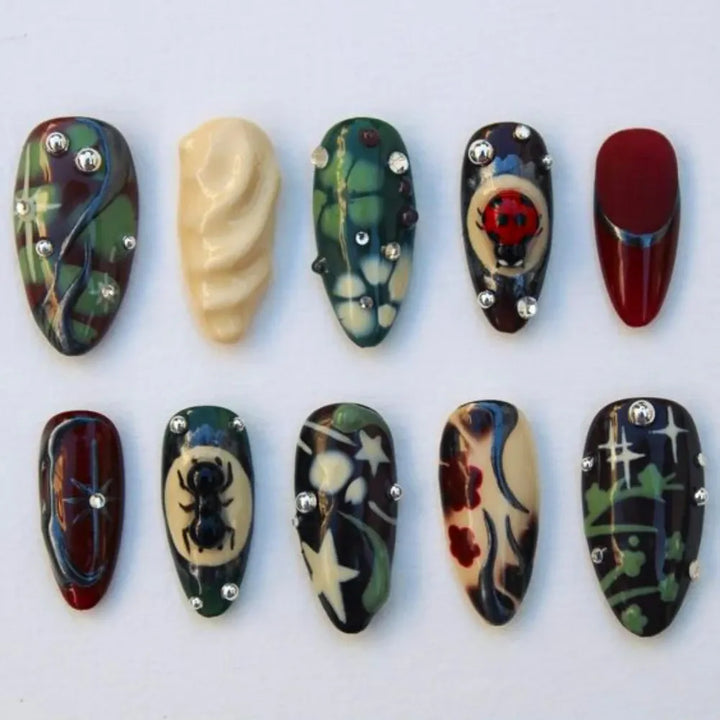 KissIcon Press On Nails Y2K 3D Green Almond