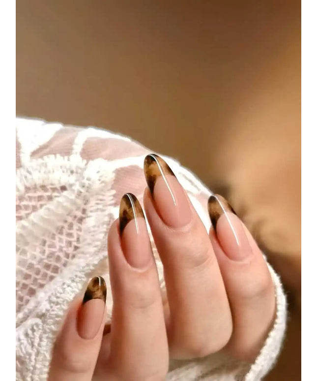 KissICON L 3 KissIcon Autumn Nails Handmade Caramel French Leopard