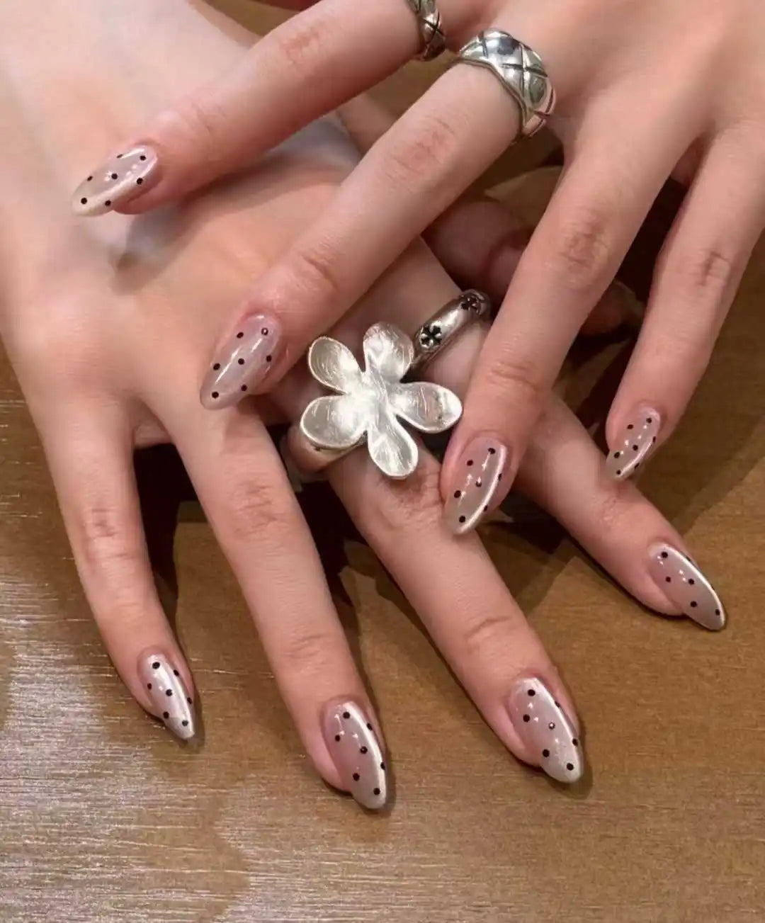 KissICON L 5 KissIcon Autumn Nails Handmade Caramel French Leopard