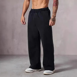 KissICON L / black Men's Casual Sweatpants 6 Colors Summer Straight Leg Sports Pants Drawstring Elastic Waist Comfortable Gym Joggers with Pockets