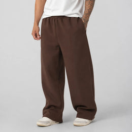 KissICON L / brown Men's Casual Sweatpants 6 Colors Summer Straight Leg Sports Pants Drawstring Elastic Waist Comfortable Gym Joggers with Pockets