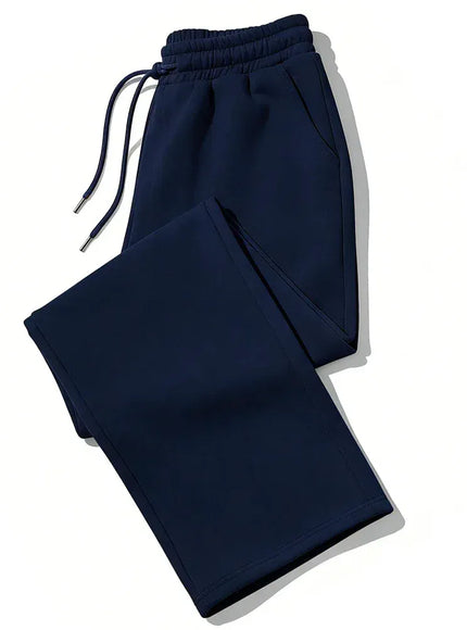 KissICON L / dark blue Mens Sweatpants Straight Fit Joggers for Sports and Streetwear Loose Oversized Casual Pant Drawstring Multi-pocket Men Long Pant