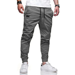 KissICON L / GRAY New Men's Casual Sports Pants Sweatpants Male Jogger Cargo Harem Pencil Pants Trousers Multi-pocket Sweatwear