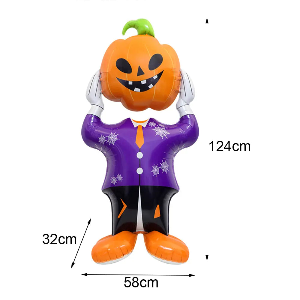 KissICON L / Other Halloween Party Decor Standing Inflatable Aluminum Foil Balloon Ghost Pumpkin Skull Haunted House Tombstone Skeleton Balloon
