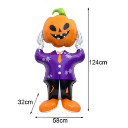 KissICON L / Other Halloween Party Decor Standing Inflatable Aluminum Foil Balloon Ghost Pumpkin Skull Haunted House Tombstone Skeleton Balloon