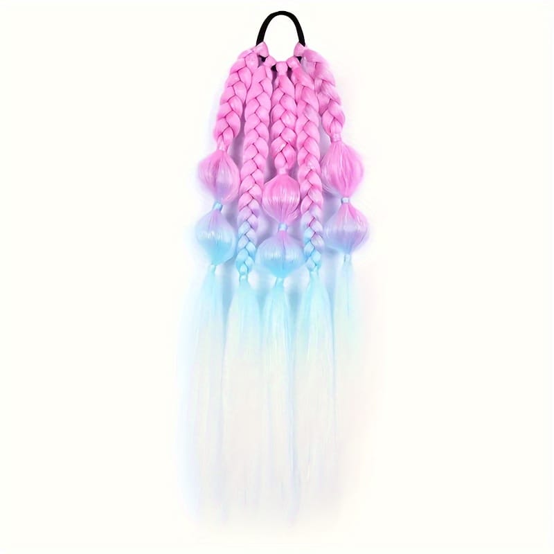 KissICON L-PINK-L-MINT / 22inch Colorful Braided Hair Extensions Easy Braid Bra