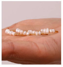 KissICON La. Muses Elegant Small Freshwater Pearl Stainless Steel Finger Rings Women Fashion Daily Waterproof Jewelry And Accessories