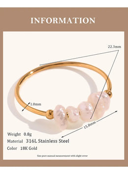 KissICON La. Muses Elegant Small Freshwater Pearl Stainless Steel Finger Rings Women Fashion Daily Waterproof Jewelry And Accessories