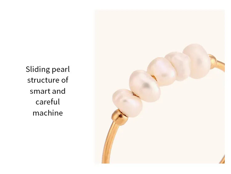 KissICON La. Muses Elegant Small Freshwater Pearl Stainless Steel Finger Rings Women Fashion Daily Waterproof Jewelry And Accessories