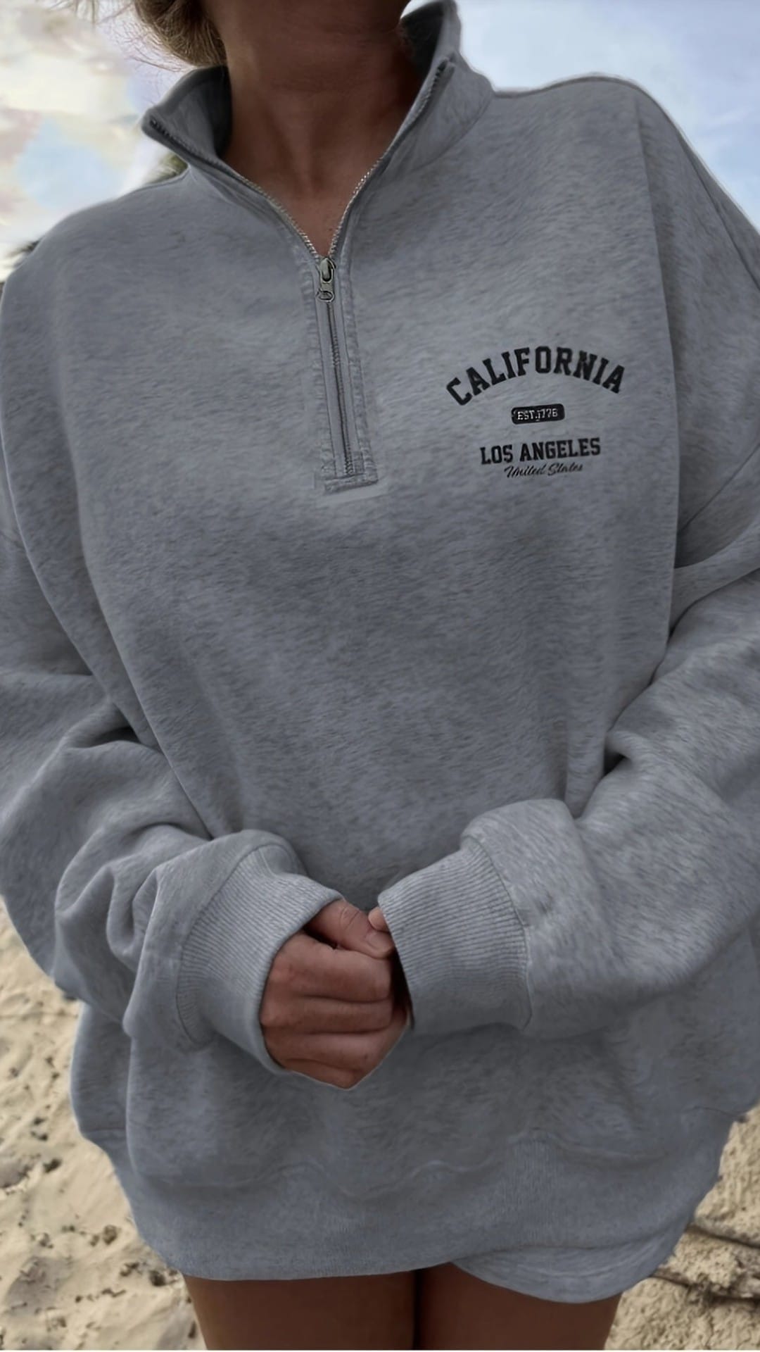 jkthpu-45 LA Plus Size Graphic Hoodie Beach Vacation Style