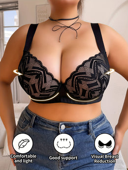 jkthpu-45 Lace Gathered Large Cup Bra Comfort  Beauty