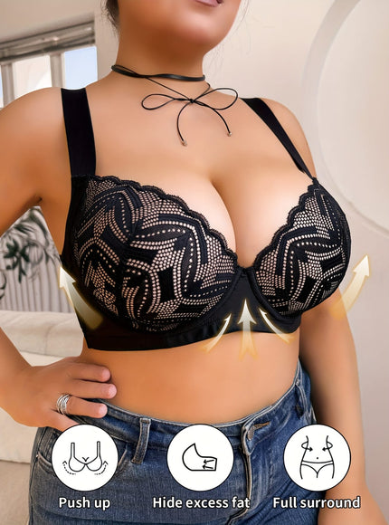 jkthpu-45 Lace Gathered Large Cup Bra Comfort  Beauty