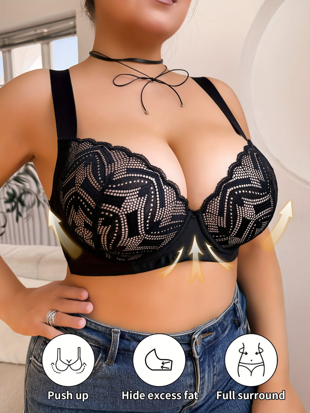 jkthpu-45 Lace Gathered Large Cup Bra Comfort  Beauty