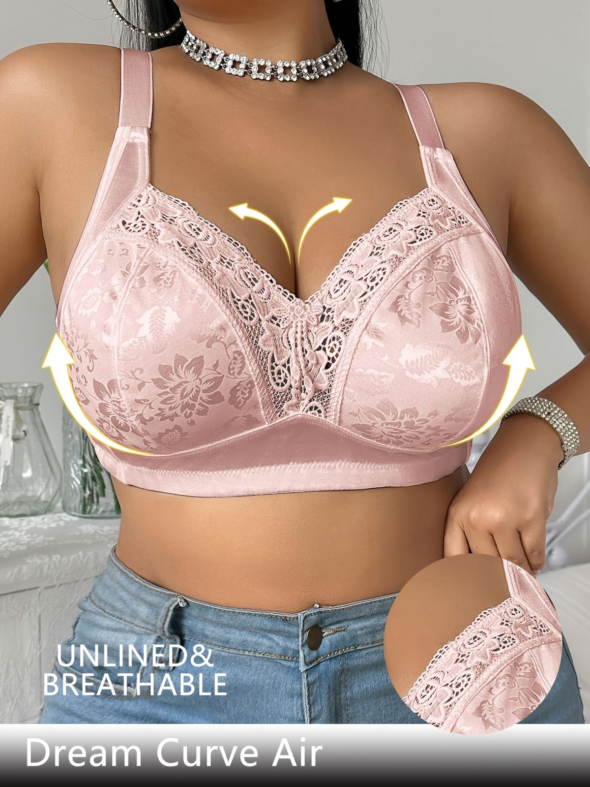 KissICON Lace Patchwork Plus-size Women's Bra – Easy