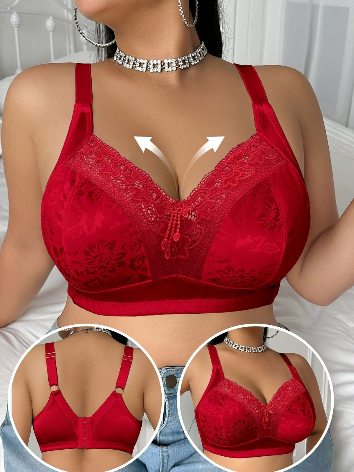 KissICON Lace Patchwork Plus-size Women's Bra – Easy