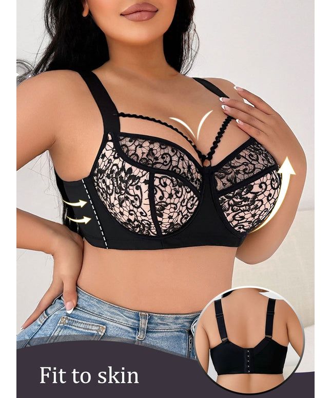 KissICON Lace Patchwork Plus-size Women's Bra – In Pink Christmas