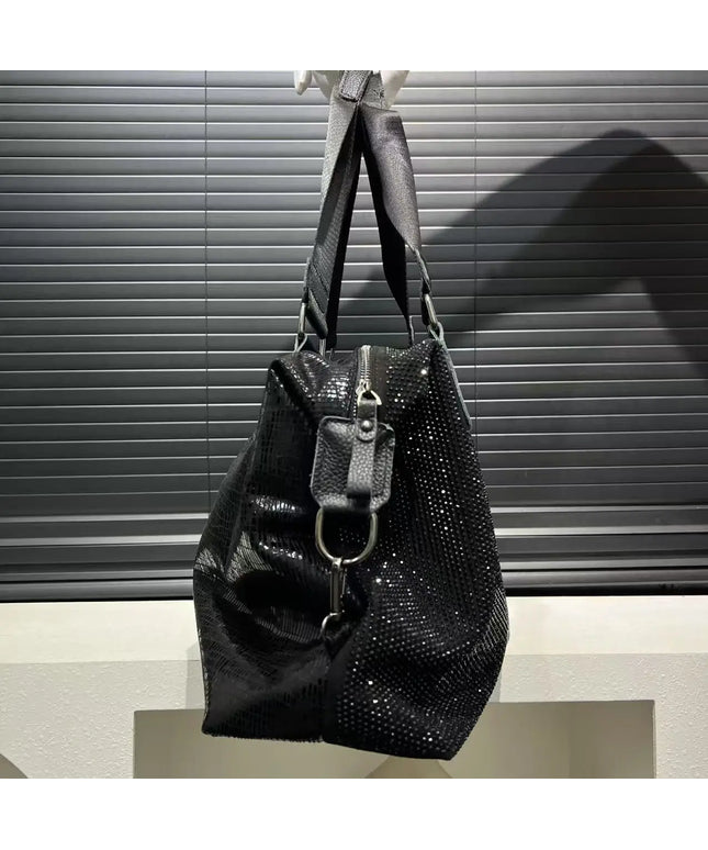 Dropshipman Ladies' fashionable diamond jewelry cute teddy bear handbag, large capacity, personalized, elegant, shiny shoulder bag