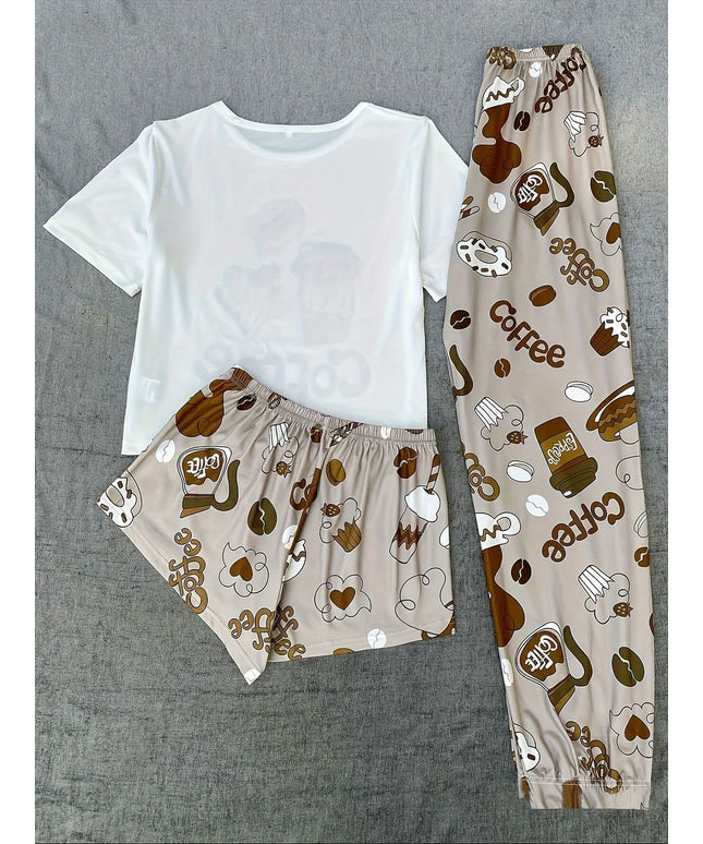 jkthpu-45 Ladies' Sweet Cartoon Loungewear Set - Casual, Comfortable