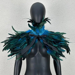 KissICON Lake Blue Halloween Makeup Ball Feather Party Costume Cloak Fake Collar Role Play