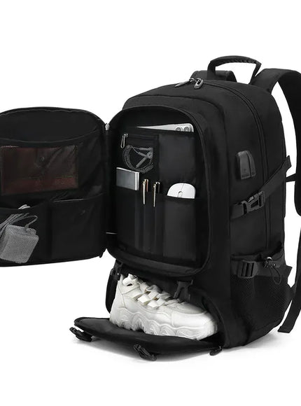 KissICON Large Black Waterproof Travel Business Outdoor Backpack