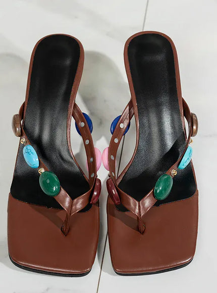 KissICON Large Jewel Decor High Heels Sandals for Women