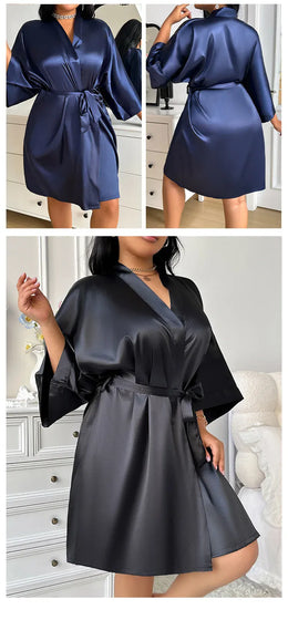 KissICON Large Size 3XL 4XL 5XL Women Robe Loungewear