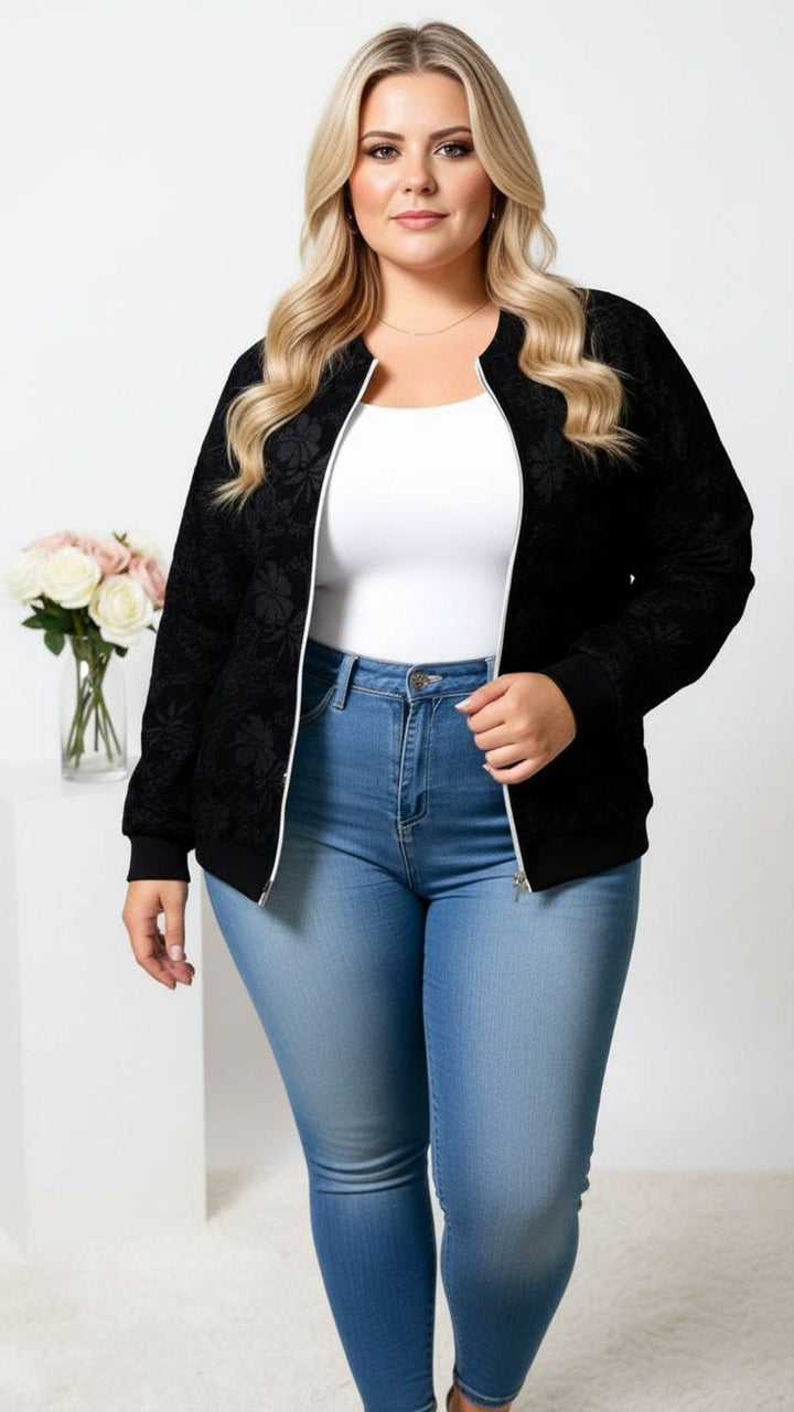 Large Size Baseball Zipper Jacket Targeted Fit