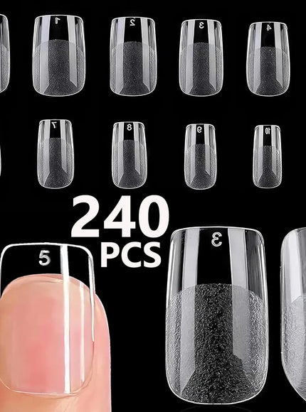 KissICON Lavender KissIcon Short Almond Nail Tips Clear Gel Press
