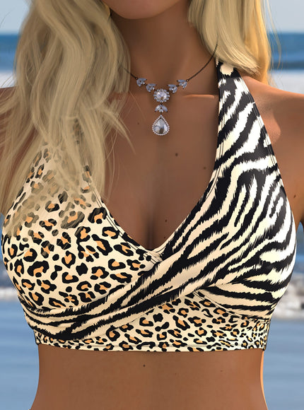 KissICON Leopard Print Curve Tieback Bikini