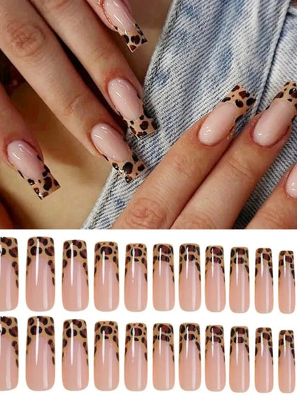 KissICON 💋 Leopard Print Press On Nails Coffin Full