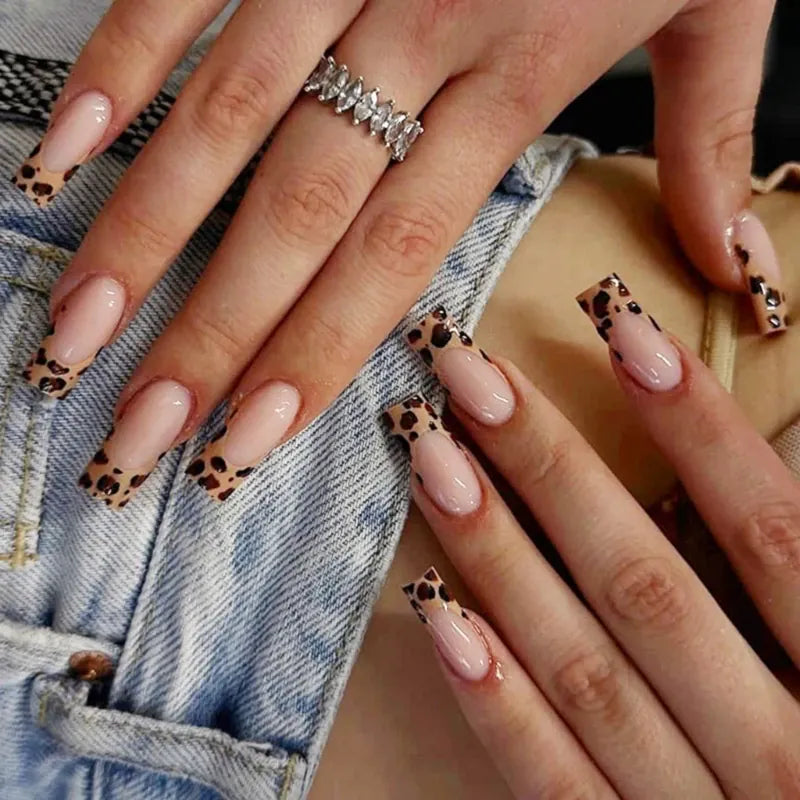 KissICON 💋 Leopard Print Press On Nails Coffin Full