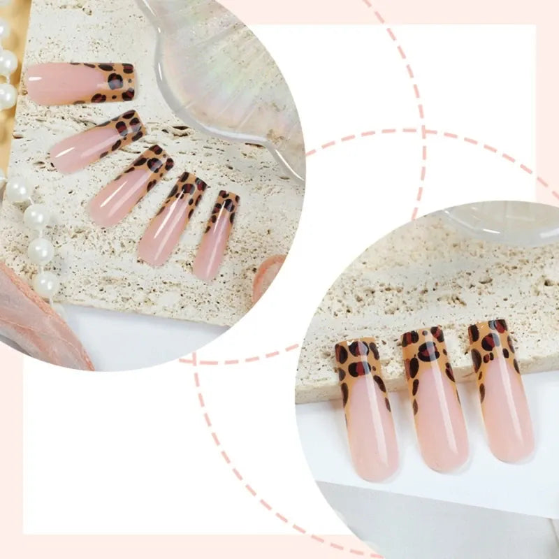 KissICON 💋 Leopard Print Press On Nails Coffin Full