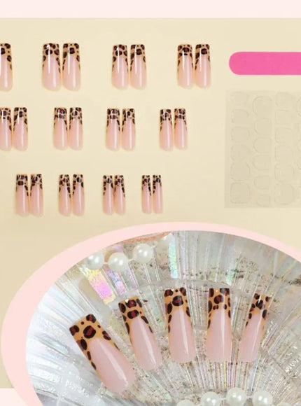 KissICON 💋 Leopard Print Press On Nails Coffin Full