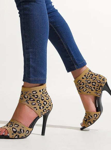 KissICON Leopard Super High Heels Sandals for Women Plus