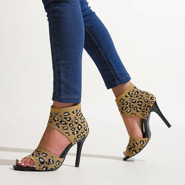 KissICON Leopard Super High Heels Sandals for Women Plus