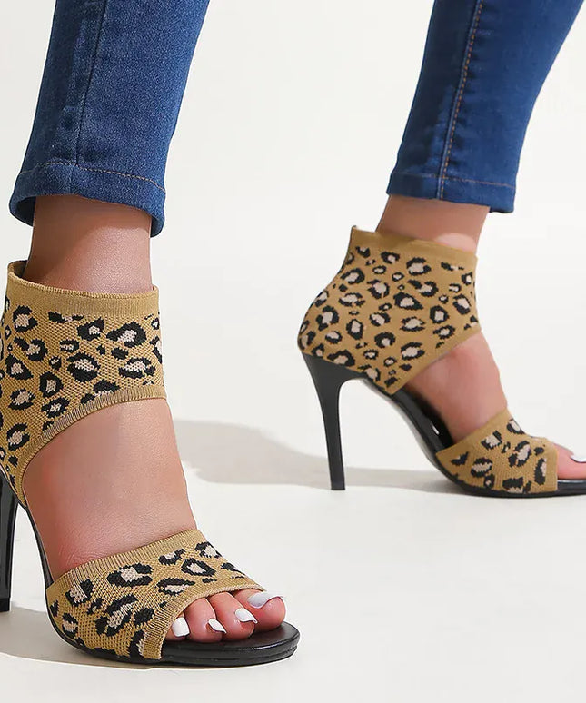KissICON Leopard Super High Heels Sandals for Women Plus