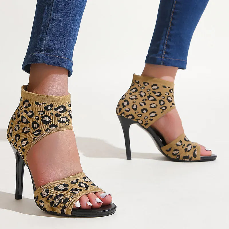 KissICON Leopard Super High Heels Sandals for Women Plus
